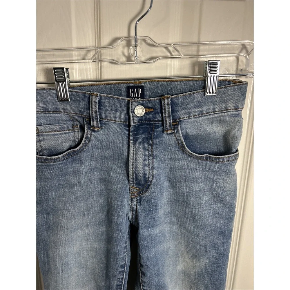 Girls Gap size 8 Jeans Regular Stretch Straight Adj. Waist ‎ Blue